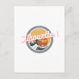 Cartão Postal Great Wave & Neon Kanji – Retro Japanese Fuji Des2