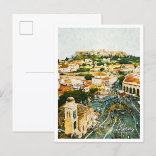 Cartão Postal Grécia Atenas Belo Paisagem Petrolífera