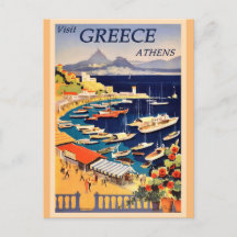 Grécia Atenas Vintage Poster de viagens grego