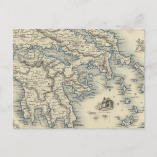 Cartão Postal Grécia com mapas insertos de Corfu e Stampalia
