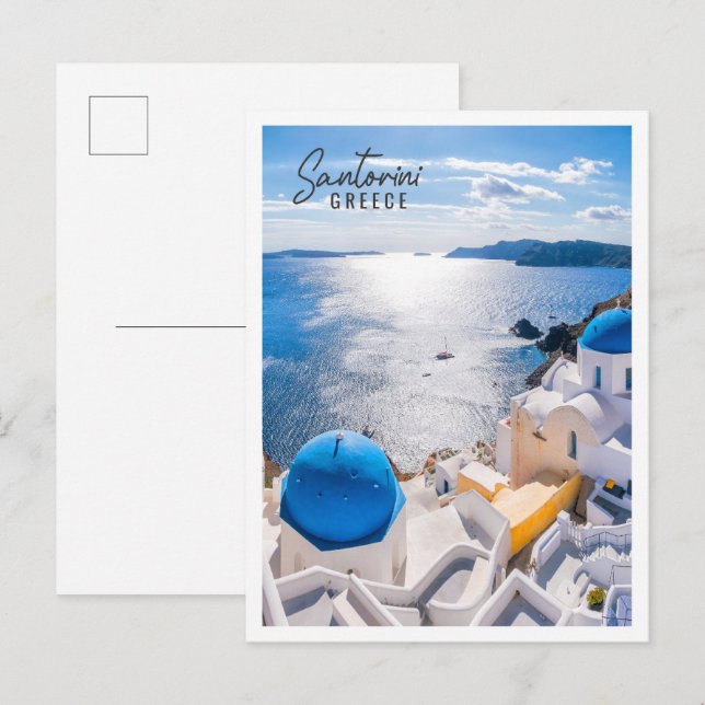 Cartão Postal Grécia da ilha Santorini Verão Incrivelmente Român (Frente/Verso)