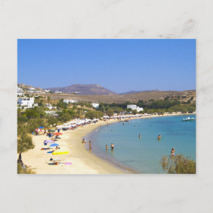 Cartão Postal Grécia, Ilha de Paros, Praia de Krios vista de cim