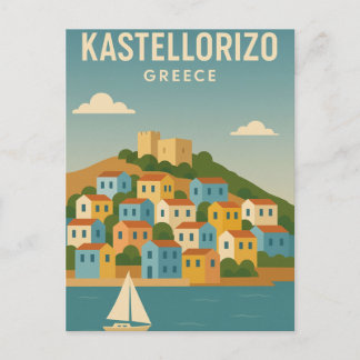 Cartão Postal Grécia Kastellorizo Minimalista vibrante