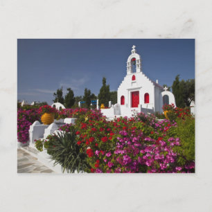 Cartão Postal Grécia, Mykonos, Capela pequena e bonita no