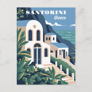 Cartão Postal Grécia Santorini de Texto Personalizado