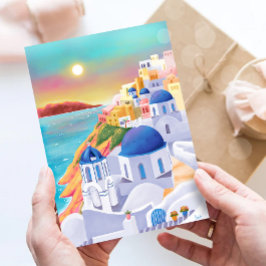 Cartão Postal Grécia Santorini Impressão de Arte na Europa Viage
