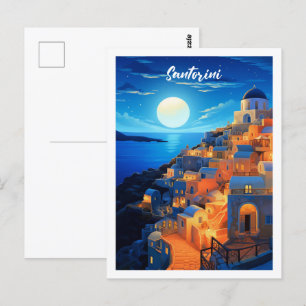 Cartão Postal Grécia Santorini - Lugar Famoso da Viagens vintage