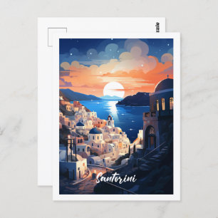 Cartão Postal Grécia Santorini - Lugar Famoso da Viagens vintage