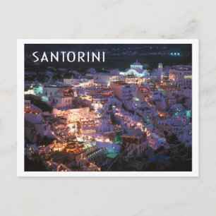Cartão Postal Grécia Santorini na Foto Noturna