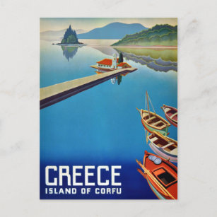 Cartão Postal Grécia Vintage Isle of Corfu Viagem