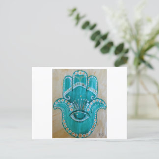 Cartão Postal Green and Gold Hamsa