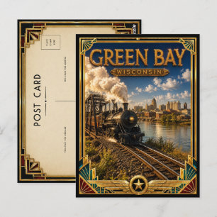 Cartão Postal Green Bay Wisconsin Arte Deco Antigo Século de Our