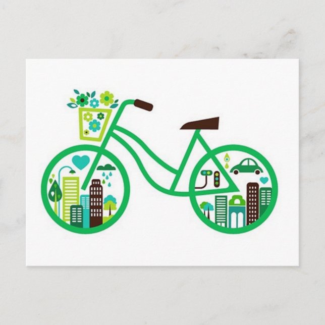 Cartão Postal Green Bike Bikers vai verde ao dia da Terra (Frente)
