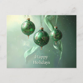 Cartão Postal Green Christmas Ball Holiday Postcard