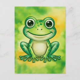 Cartão Postal Green cute frog