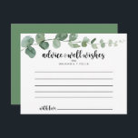 Cartão Postal Green Delight Eucalyptus Wedice Card<br><div class="desc">Este cartão de conselho de eucalipto de delícia verde é perfeito para um casamento moderno. A design apresenta galhos e folhas botânicas elegantes e desenhadas a aquarela e desenhadas à mão. Estas cartas são perfeitas para um casamento, chá de panela, chá de fraldas, festa de formatura e muito mais. Personalize...</div>