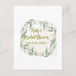Cartão Postal Green eucalyptus floral bridal shower name date go