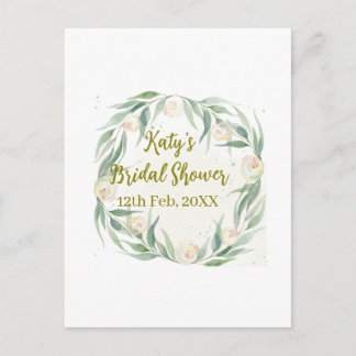 Cartão Postal Green eucalyptus floral bridal shower name date go