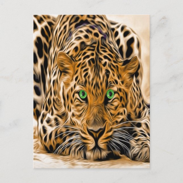 Cartão Postal Green Eye Lepard (Frente)