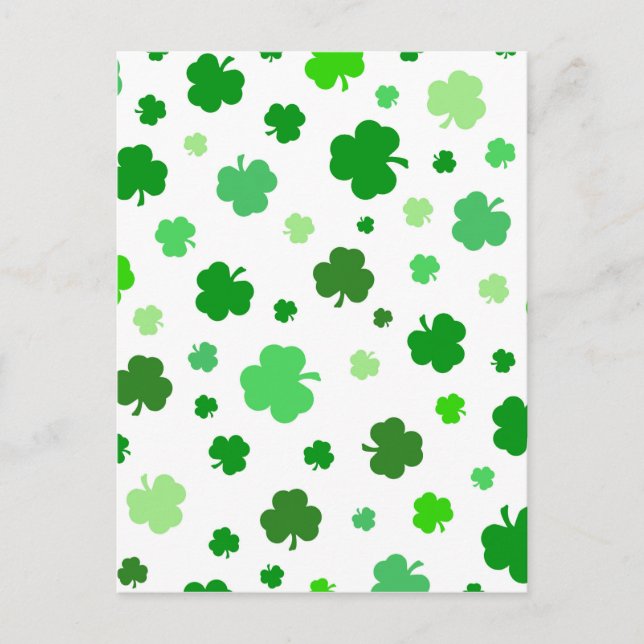 Cartão Postal Green Irish Shamrocks (Frente)