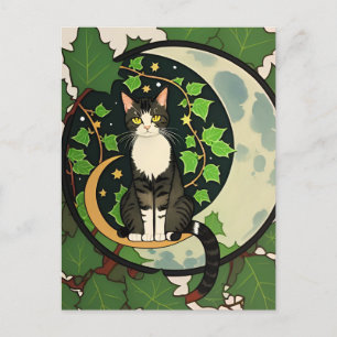 Cartão Postal Green Ivy Nature Gats Kitty Cat Folhas Verdes