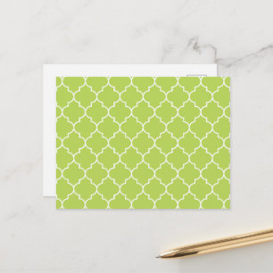 Cartão Postal Green Latticework, Quatrefoil, Trellis marroquina