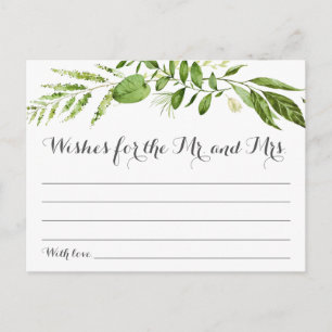 Cartão Postal Green Leaf Wedding Wish Cards, Rustic Greenerse