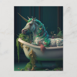Cartão Postal Green Mane Unicorn no Cartão-postal do Tub