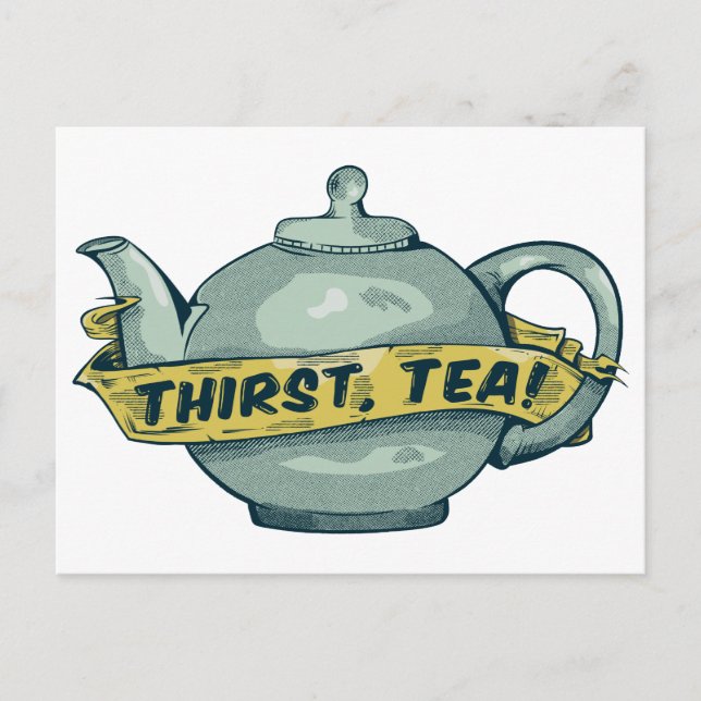 Cartão Postal Green Teapot thirst tea (Frente)