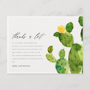CARTÃO POSTAL GREEN WATERCOLOR DESERT CACTUS FLOWER OBRIGADO