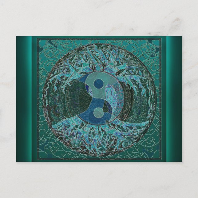 Cartão Postal Green Yin Yang (Frente)