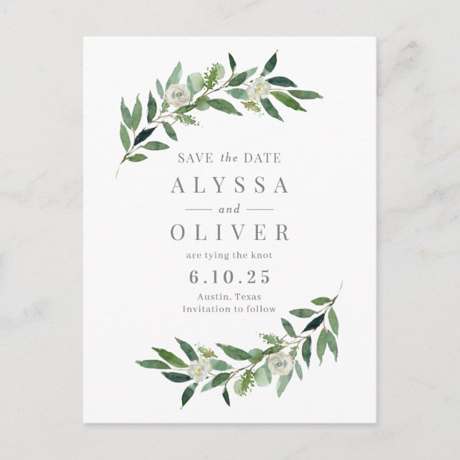 Cartão Postal Greenerar Sem Foto Salvar O Cartão-Postal De Data (Frente)