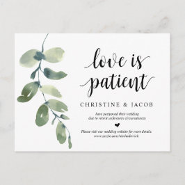 Cartão Postal Greenery, Amor é Paciente, Casamento Adiado