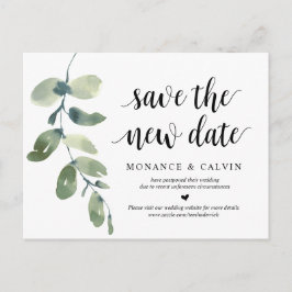 Cartão Postal Greenery, Salve a Nova Data, Casamento Adiado