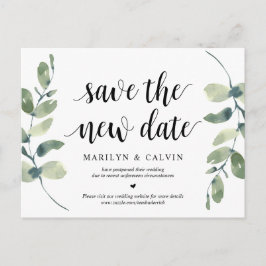 Cartão Postal Greenery, Salve a Nova Data, Casamento Adiado