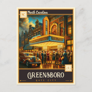 Cartão Postal Greensboro, Carolina do Norte   Vintage