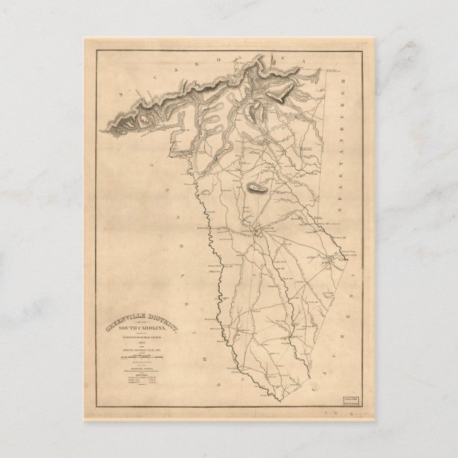 Cartão postal Greenville Carolina do Sul 1820 (Frente)