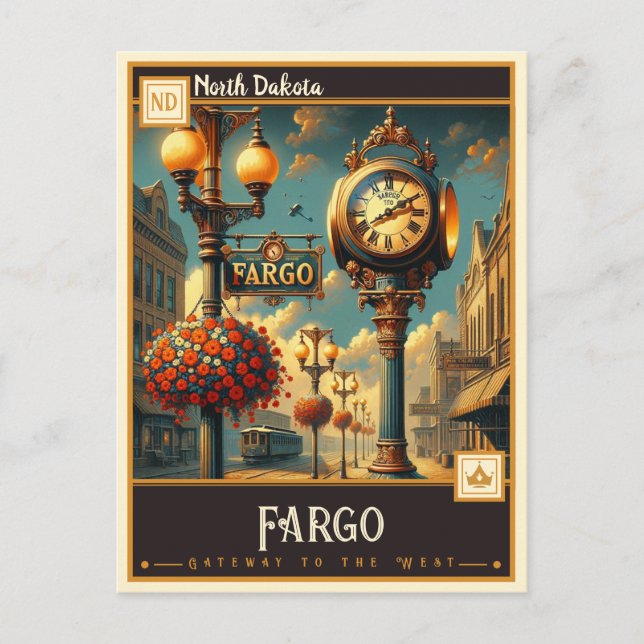 Cartão Postal Greenville, Dakota do Norte | Vintage (Frente)