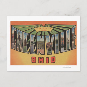 Cartão Postal Greenville, Ohio - Cenas com Letras Grandes
