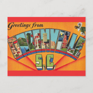 Cartão Postal Greenville SC Saudação Colorida