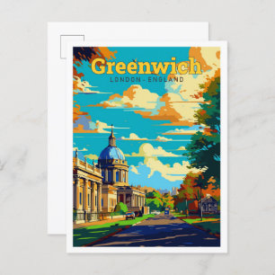 Cartão Postal Greenwich London Reino Unido Viagem Vintage