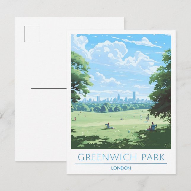 Cartão Postal Greenwich Park London Viagens vintage Inglaterra (Frente/Verso)