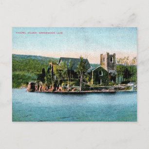 Cartão Postal Greenwood Lake NY, Chapel Island, Vintage