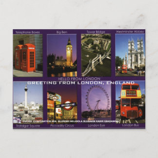 CARTÃO POSTAL GREETING FROM LONDON, ENGLAND POSTCARD BY MOJISOLA