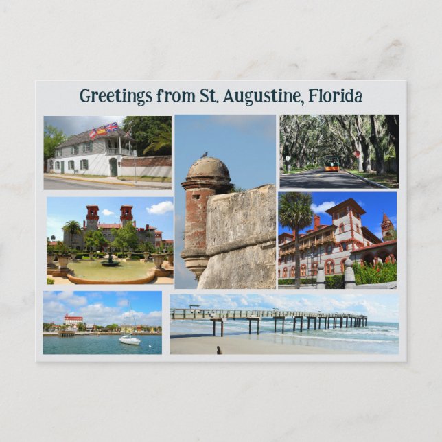 Cartão Postal Greeting from St. Augustine  Postcard (Frente)