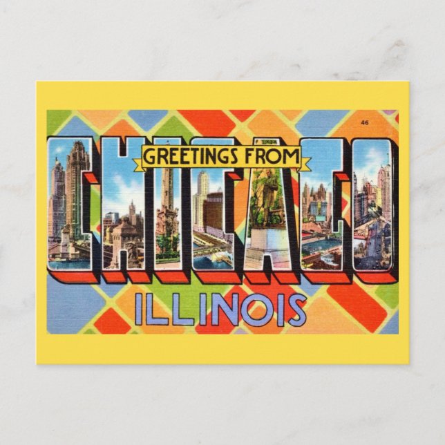Cartão Postal  Greetings from Chicago Postcard (Frente)
