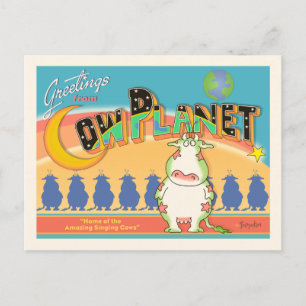 CARTÃO POSTAL GREETINGS FROM COW PLANET