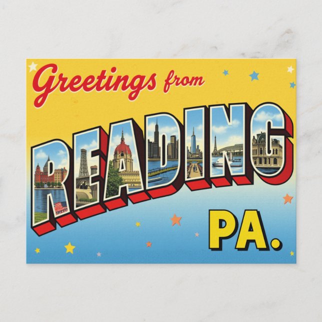 Cartão Postal Greetings from Reading PA (Frente)
