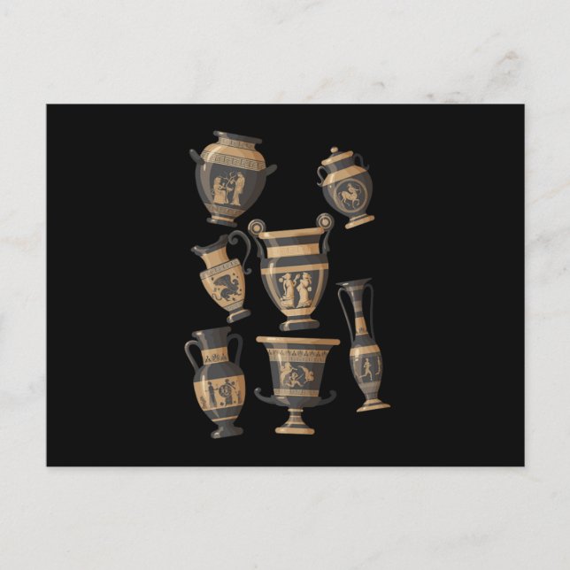 Cartão Postal Grego Vases Cerâmicas Cerâmicas Porcelain Hobby Gi (Frente)