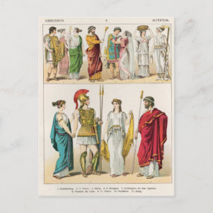 Cartão Postal Grego Vestido, de Trachten der Voelker, 1864